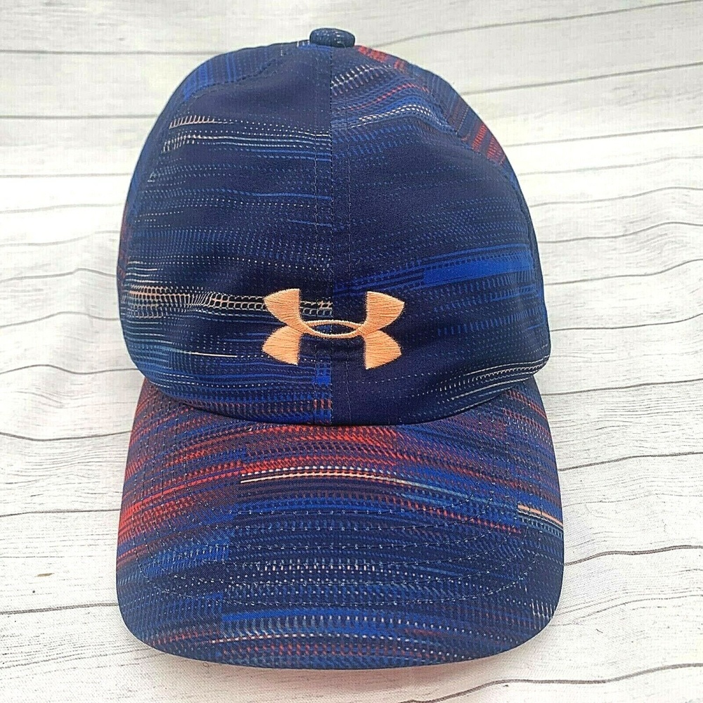 Under Armour Youth Hat Cap Embroidered Logo Blue Orange Adjustable OSFA